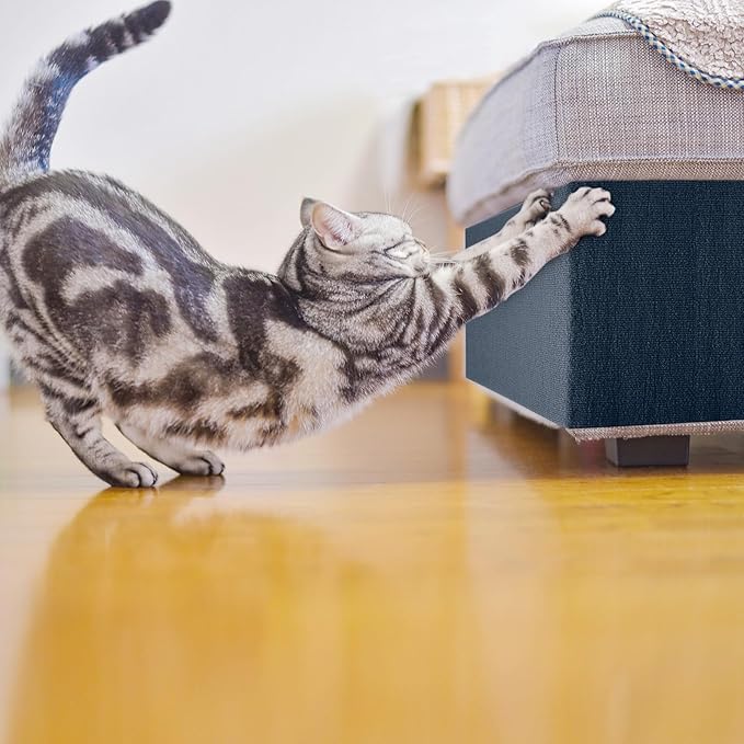 Cat Scratch Furniture Protector Couch Protector from cat Claws Self-Adhesive Carpet remnants Scratching Mat Trimmable DIY Climbing Covering Posts 78.7" x 15.8" Blue Grey