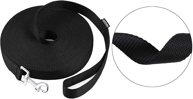 AmaGood Dog Leashes for Small Medium Large Dogs,15 ft 20 ft 30 ft 50 ft Long Dog Leashes for Dog Training,Tie Out,Play,Safety,Camping (20 feet, Black)