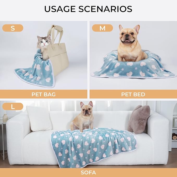 1 Pack 3 Blankets Super Soft Cute Dot Pattern Pet Blanket Flannel Throw for Dog Puppy Cat Purple/Pink/Cyan Medium