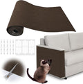 Cat Scratch Furniture Protector - 78.7" x 13.8" Trimmable Self-Adhesive Cats Claws Scratch Pads, DIY Cat Climbing Couch Protector for Scratch Post Cat Tree Replacement Indoor (Brown)