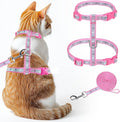 KOOLTAIL Cat Harness and Leash Set, Escape Proof Adjustable Kitten Harness for Walking Travel, Safe & Easy Control Outdoor, Lightweight Soft Pet Harness for Small Medium Large Cats, Pink