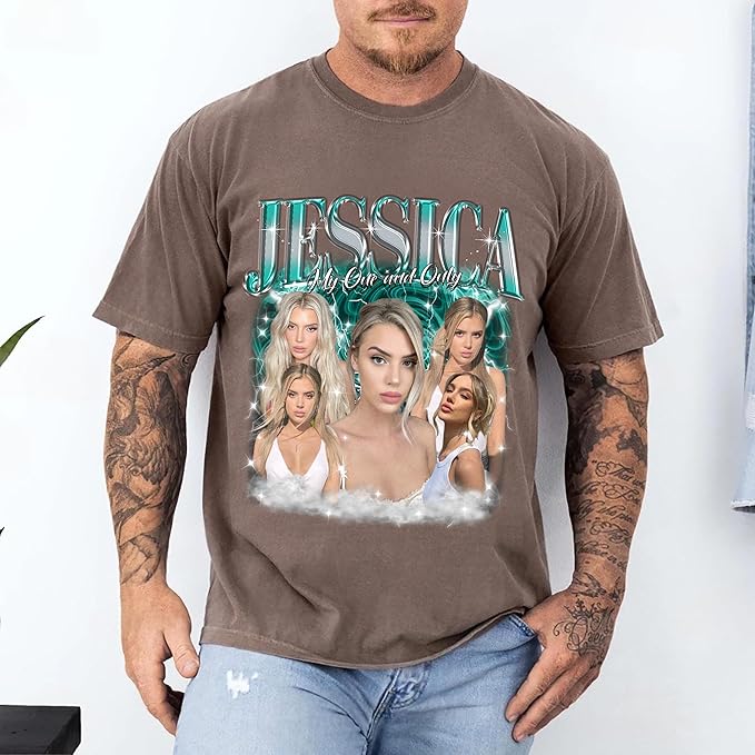 Tehg & Tuhg Custom T Shirts with Picture, Vintage Bootleg Rap Tee, Boyfriend Girlfriend, Unique Gift for Birthday Anniversary