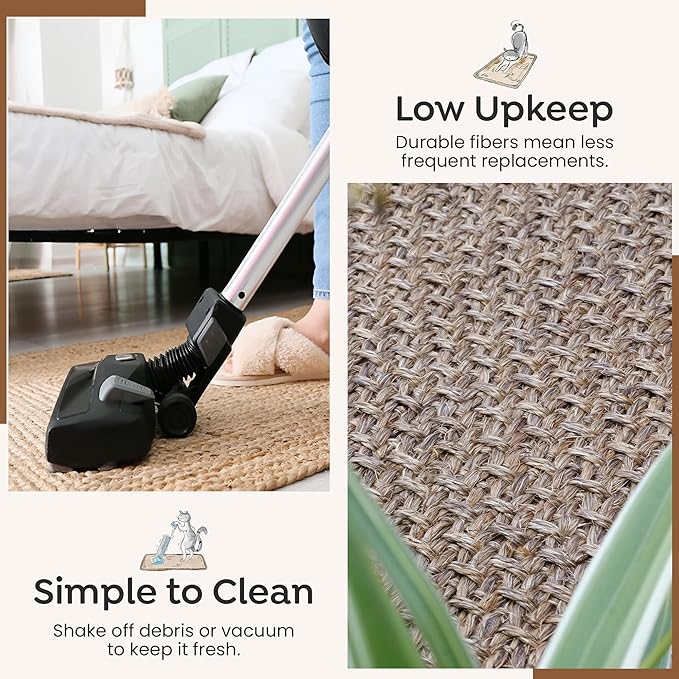 Premium Brazilian Cat Scratcher Mat – 24'' x 16'' Natural Fiber 100% Sisal with Jute Border, Ultra Durable, Scratching Pad, Doormat Rug, Protects Furniture and Carpets (Espresso Brown)