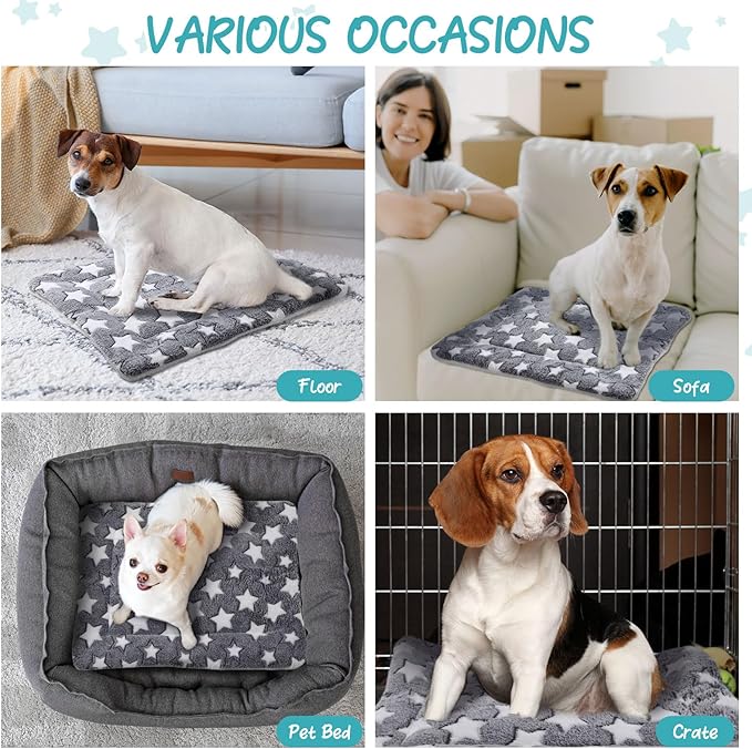 VitalCozy 2 Pack Self Warming Cat Mat Self Heating Pad Bed Reversible Machine Washable Reflects Body Heat Warm Thermal Pet Pad Crate Blanket for Feral and Indoor Cat(Star,22'' X 18'')