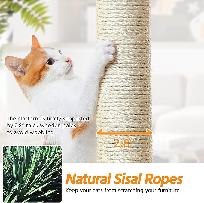 Yaheetech 79 inches Cat Tree Multi-Level Cat Tower with Scratching Post Indoor Cat Condo Pet Stand Play House Furniture Kitten Kitty Activity Center