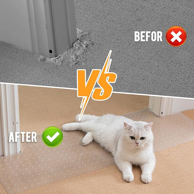 Uross Carpet Protector for Pets 3.28FT-Cat Carpet Protector for Doorway, Anti Cat Scratch Plastic Mat, Under Door Cat Scratch Floor Protector Carpet Scratch Stopper