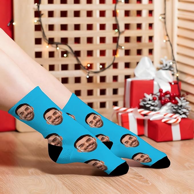 D-Story Custom Face Socks, Personalized Photo Picture on Socks, Unisex Athletic Crew Socks for Men Women
