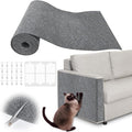 Cat Scratch Furniture Protector - 100" x 17" Trimmable Self-Adhesive Cats Claws Scratch Pads, DIY Cat Climbing Couch Protector for Scratch Post Cat Tree Replacement Indoor (Light Gray)