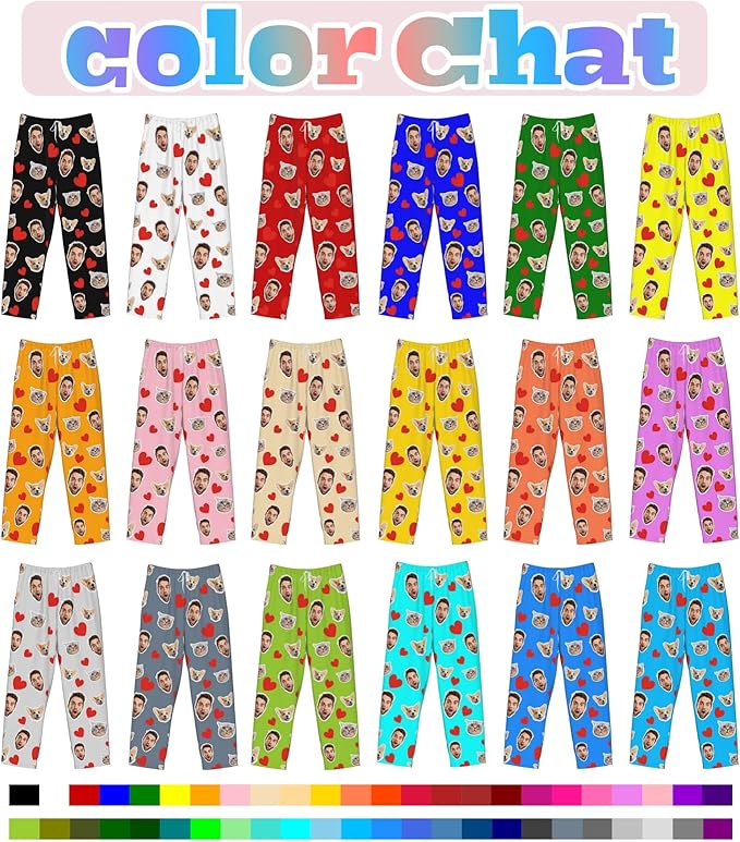Custom Pajamas Pants Plaid Personalized Funny PJ Pant Design with Face Pajama for Men Women Dog Pet