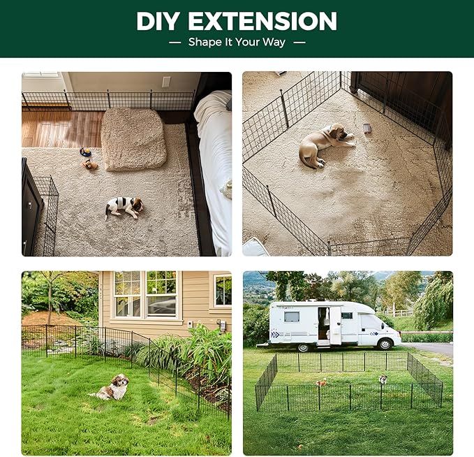 FXW MiniPaws Unleashed Dog Playpen, Expandable & Portable Design for Yard, RV Camping and Indoor Use, for Small and Medium Dogs, 32-inch 48 Panels