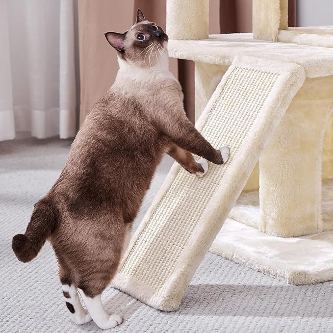 Yaheetech Cat Tree for Indoor Pets, 36in Tower Condo w/Extra Large Perch, Scratching Posts, Board, Dangling Ball, Play Structure for Kittens & Adult Cats, Beige