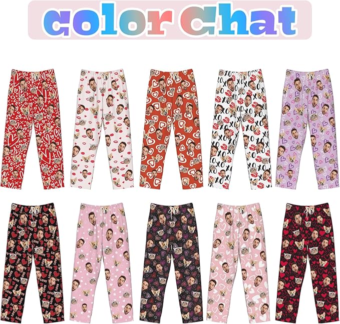Custom Pajamas Pants Plaid Personalized Funny PJ Pant Design with Face Pajama for Men Women Dog Pet