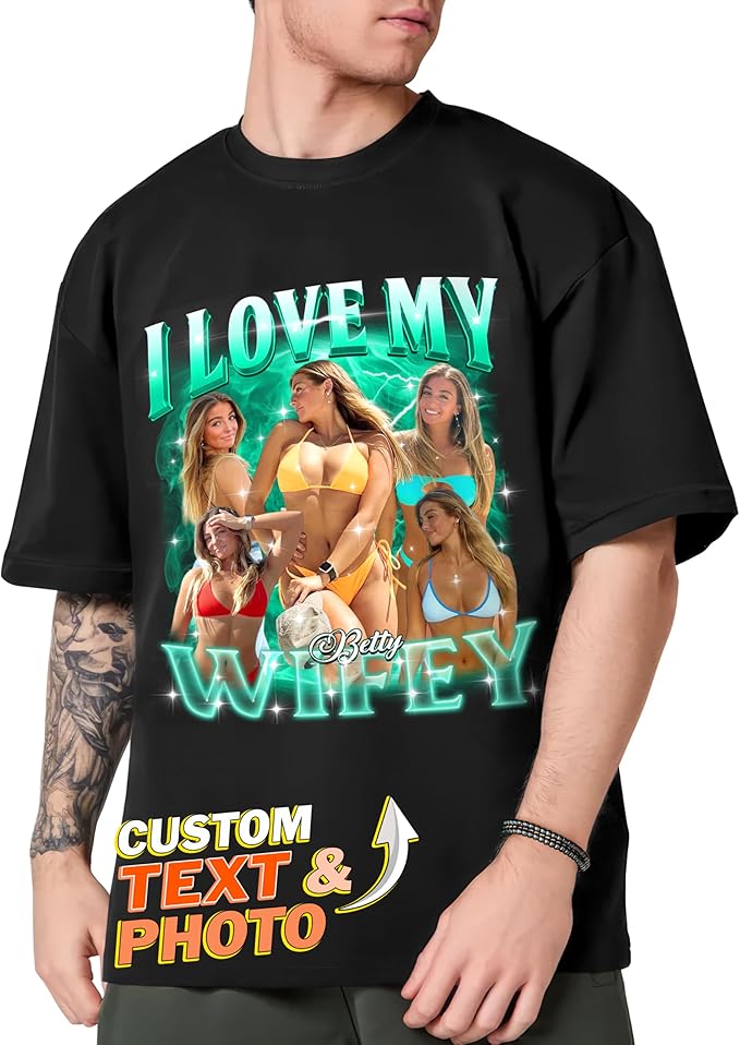 Tehg & Tuhg Custom T Shirts with Picture, Vintage Bootleg Rap Tee, Boyfriend Girlfriend, Unique Gift for Birthday Anniversary