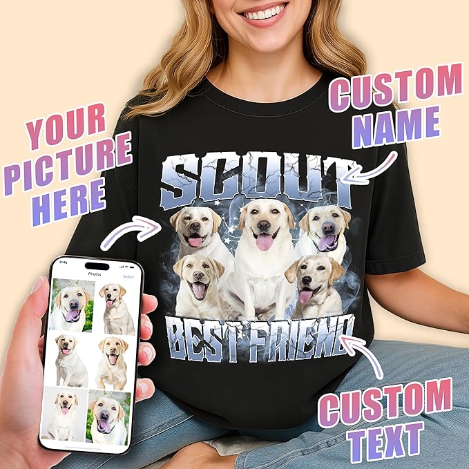 Tehg & Tuhg Custom T Shirts with Picture, Vintage Bootleg Rap Tee, Boyfriend Girlfriend, Unique Gift for Birthday Anniversary