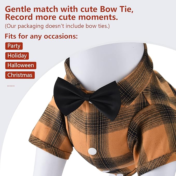 Koneseve Dog Shirt Plaid Dog Clothes for Small Dogs Boy Girl Cat Clothes Soft Puppy Outfit Adorable Pet T-Shirts Kitten Grid Costume Apparel Thanksgiving Christmas Clothing (Yellow; 3XL)