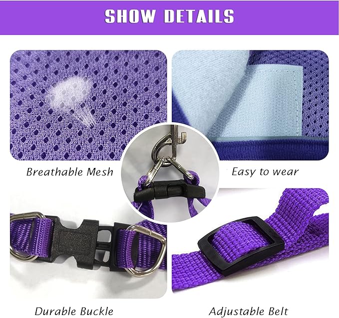 FEimaX Dog Harness and Leash Set, No-Pull Breathable Soft Mesh Puppy Vest Harness Reflective Adjustable Pet Harnesses for Small Medium Dogs and Cats - Outdoor Easy Control for Walking (XL, Purple)