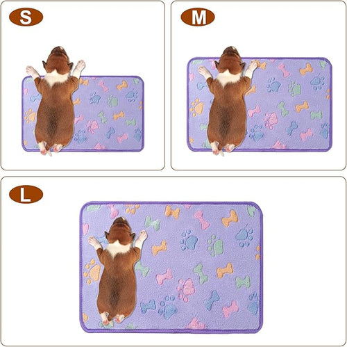 1 Pack 3 Blankets Super Soft Fluffy Premium Fleece Pet Blanket Flannel Paw Printed Throw for Dog Puppy Cat (Small 23x16'', Purple, Pink, Brown)
