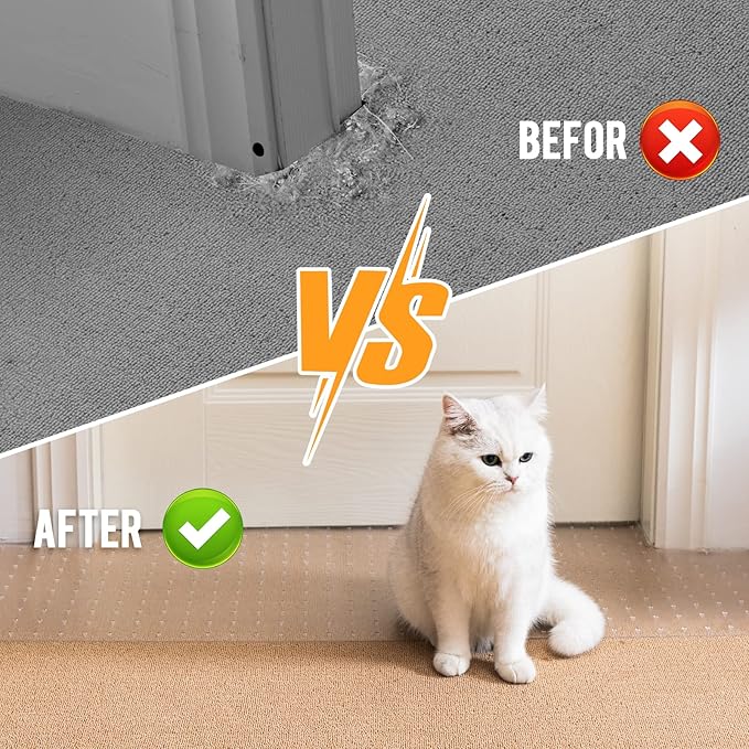 Uross Carpet Protector for Pets - Cat Carpet Protector for Doorway, Anti Scratch Under Door Cat Scratch Protector Mat, Easy to Cut Plastic Carpet Scratch Stopper Guard 3.6FT x 3PCS