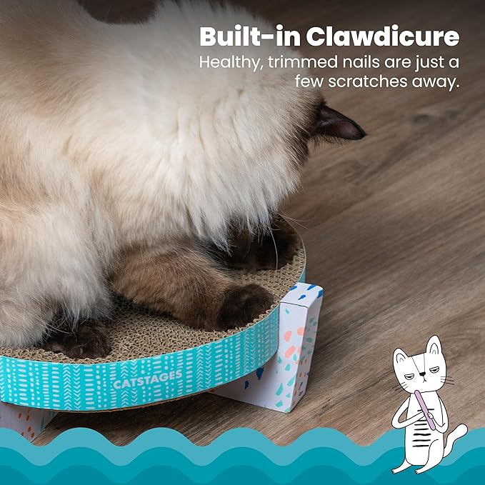 Catstages Scratch, Snuggle & Rest – 2‑in‑1 Indoor Cat Scratcher & Elevated Cat Lounger, Catnip Included