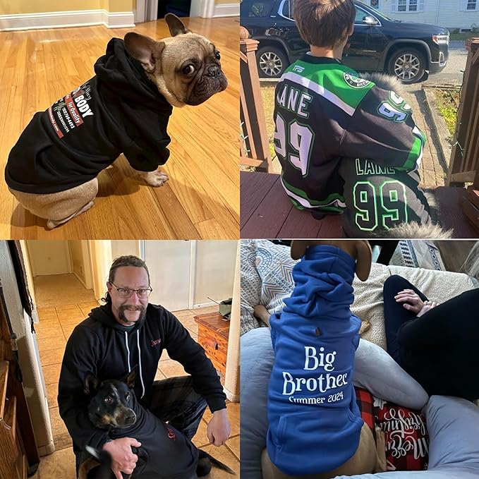 Personalized Name Dog Hoodie, Print Hoodies Pets Name, Custom Pet Memorial, Bright Puppy Sweatshirt, Customized Pet Clothes Warm Winter Outfit for Dogs, Gift for Dog Lovers Style 1