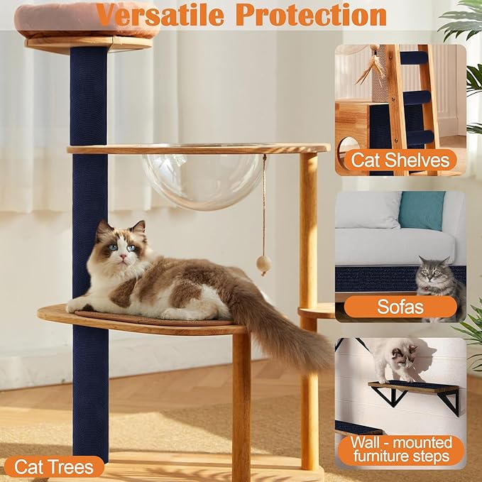 Cat Scratch Furniture Protector - 158" x 15.8" Trimmable Self-Adhesive Cats Claws Scratch Pads, DIY Cat Climbing Couch Protector for Scratch Post Cat Tree Replacement Indoor (Dark Blue)