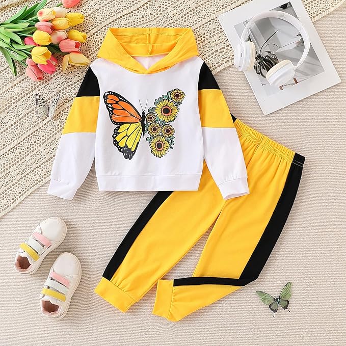 Toddler Baby Girls Clothes Long-sleeve Tie Dye Hoodie Sweatshirt Pants Hooded Outfit Set