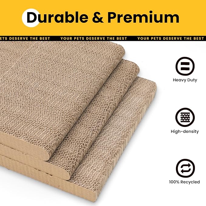 Cardboard Cat Scratcher,23 Inch L Shape Scratch Pad Wall Mounted,Vertical Scratching Board, Durable Cardboard to Protect Furniture for Indoor Cats,Wood Grain Large