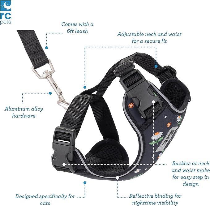 RC Pets Adventure Kitty Cat Harness | Adjustable Airmesh Vest with D-Ring and 6ft Leash for Walking and Travel | Lil Heart, Small