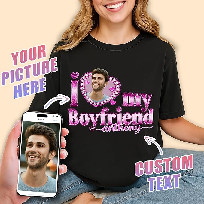 Tehg & Tuhg Custom T Shirts with Picture, Vintage Bootleg Rap Tee, Boyfriend Girlfriend, Unique Gift for Birthday Anniversary