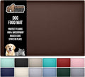 GORILLA GRIP 100% Waterproof Raised Edge BPA Free Silicone Pet Feeding Mat, Dog Cat Food Mats Contain Spills Protects Floors, Placemats for Cats and Dogs Water Bowl, Pets Accessories 18.5x11.5 Brown