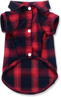 Koneseve Dog Shirt Pet Plaid Clothes T-Shirt Sweater Breathable for Medium Large Dog Cat Puppy Adorable Casual Cozy Halloween Thanksgiving Christmas Costumes (Red; 4XL)