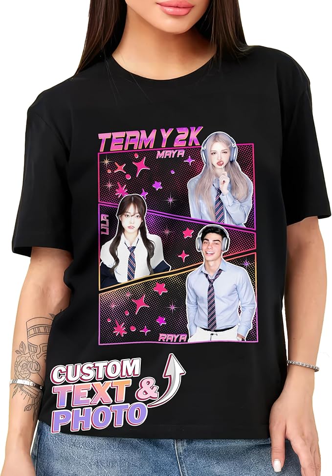 Tehg & Tuhg Custom T Shirts with Picture, Vintage Bootleg Rap Tee, Boyfriend Girlfriend, Unique Gift for Birthday Anniversary