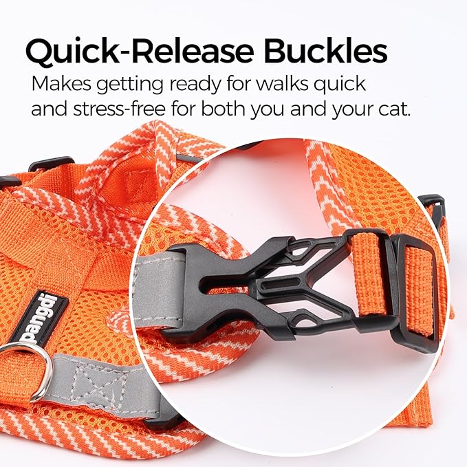 Cat Harness and Leash Escape Proof Extra Large Kitten Harness Maine Coon Cat Vest for Walking Travel, Orange, XXL