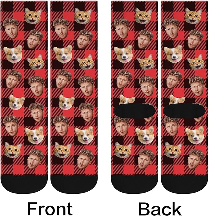 D-Story Custom Face Socks, Personalized Photo Picture on Socks, Unisex Athletic Crew Socks for Men Women