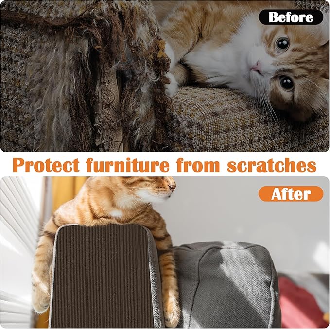 Cat Scratch Furniture Protector - 100" x 17" Trimmable Self-Adhesive Cats Claws Scratch Pads, DIY Cat Climbing Couch Protector for Scratch Post Cat Tree Replacement Indoor (Brown)
