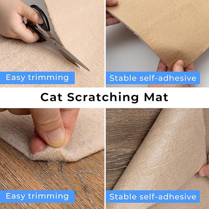 Cat Scratch Furniture Protector Couch Protector from cat Claws Self-Adhesive Carpet remnants Scratching Mat Trimmable DIY Climbing Covering Posts 78.7" x 15.8" Blue Grey