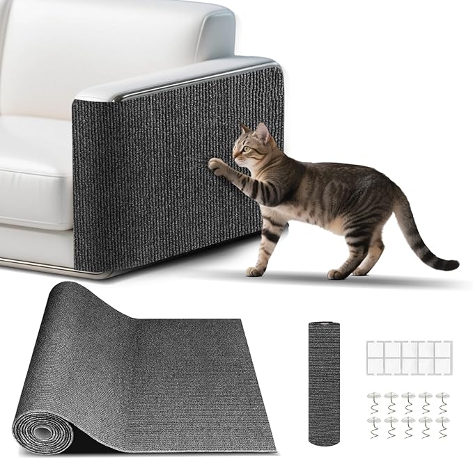 Cat Scratching mat, Self-Adhesive Trimmable cat Scratch Furniture Protector for Couch, cat Scratch Pads，cat Tree，DIY Climbing Carpet for Cat Tower Replacement Pads