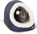 K&H Pet Products Thermo-Pet Cave Heated Cat Bed for Large Cats, Indoor Heated Warming Bed for Dogs & Cats, Covered Cave Pet Tent, Collapsible, Machine Washable, Safety Listed - 17 X 15 X 13in Navy