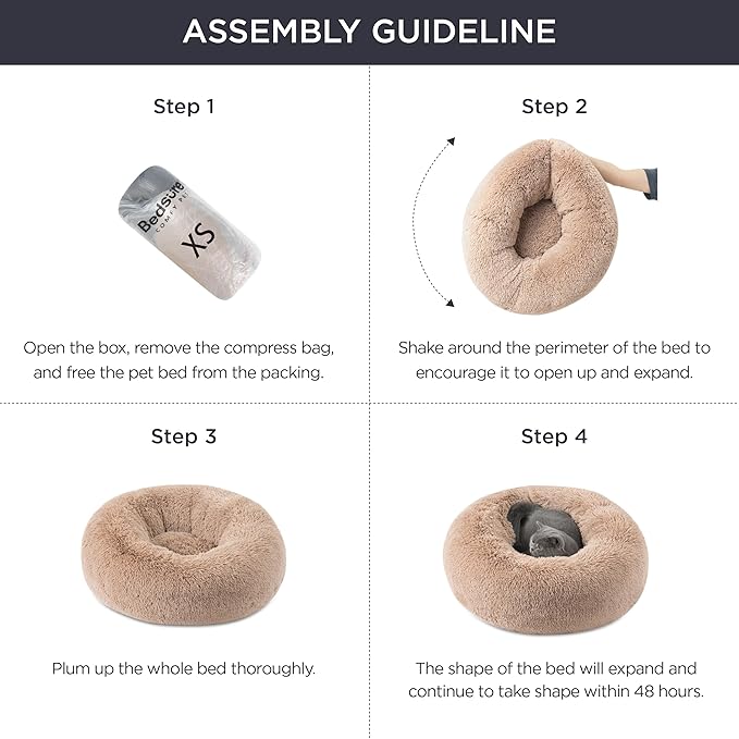 Bedsure Calming Cat Beds for Indoor Cats - Small Cat Bed Washable 20 inches, Anti-Slip Round Fluffy Plush Faux Fur Pet Bed, Fits up to 15 lbs Pets, Green