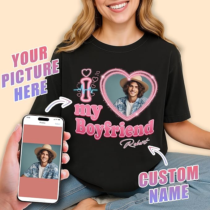 Tehg & Tuhg Custom T Shirts with Picture, Vintage Bootleg Rap Tee, Boyfriend Girlfriend, Unique Gift for Birthday Anniversary