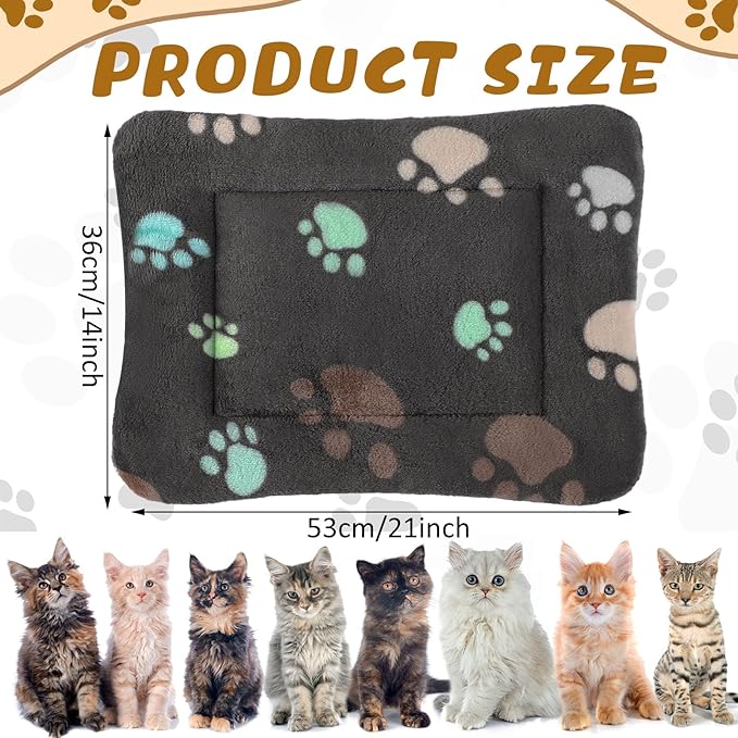 Tuanse 4 Pack Ultra Soft Dog Cat Bed Mat Small Animal Guinea Pig Bed with Cute Print Reversible Fleece Dog Crate Kennel Pad Cozy Washable Thickened Hamster Pet Beds Mat(21 x 14 Inches,Black)