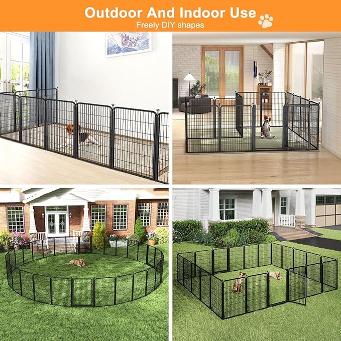 Dog Fence Outdoor Pens Outside,Portable Dog Play Pen 40" H 20 Panels Pet Playpen Exercise Pens for Puppys Small Medium Large Dogs RV Camping Yard Garden Indoor Wide Gate