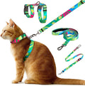 Cat Harness and Leash Set, Anti Escape Adjustable Cat Leash, Comfortable Soft Lightweight, Use Safe & Easy, Suitable for Small, Walking Kitten Harness for Large Medium Small Cats, Hawaii Green