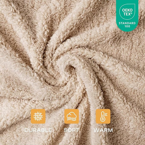 1 Pack 3 Calming Blankets Fluffy Premium Fleece Pet Blanket Soft Sherpa Throw for Dog Puppy Cat Beige Medium (30" x20'')