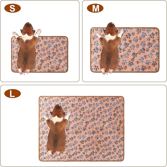 1 Pack 3 Blankets Super Soft Fluffy Premium Fleece Pet Blanket Flannel Paw Printed Throw for Dog Puppy Cat (Small 23x16'', White, Pink, Blue)
