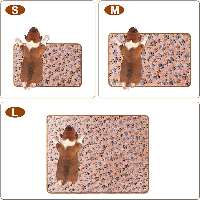 1 Pack 3 Blankets Super Soft Fluffy Premium Fleece Pet Blanket Flannel Paw Printed Throw for Dog Puppy Cat (Large 41x31'', White, Pink, Blue)