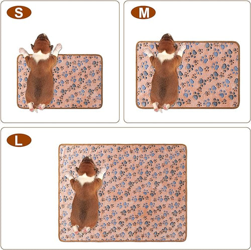 1 Pack 3 Blankets Super Soft Fluffy Premium Fleece Pet Blanket Flannel Paw Printed Throw for Dog Puppy Cat (Large 41x31'', White, Pink, Blue)