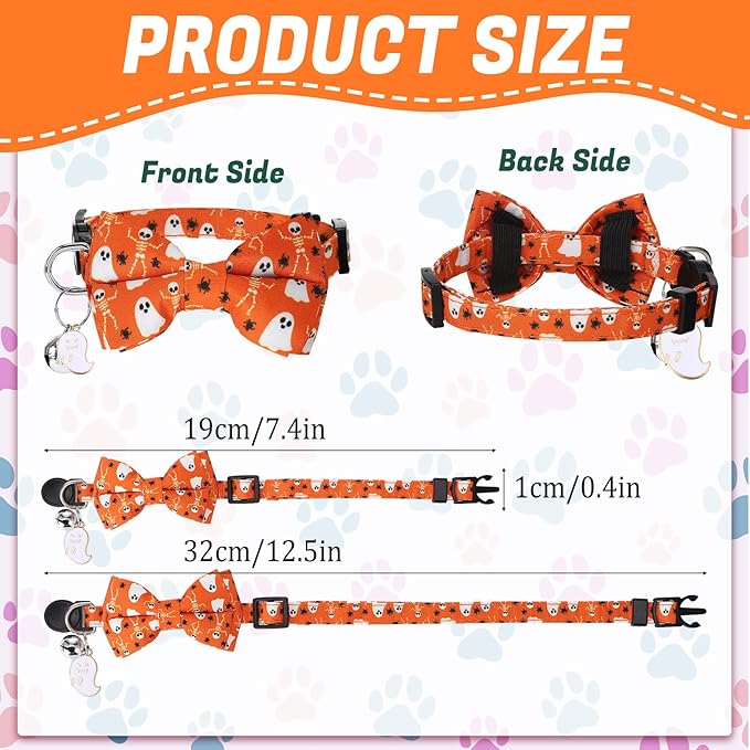 18 Pcs Holiday Cat Collars St. Patrick's Day Cat Collars with Bowtie Adjustable Breakaway Kitten Collar with Plastic Buckle for Holiday Pet Cat Costume