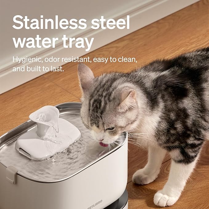 PETLIBRO Cat Water Fountain, Cordless Pet Water Fountain Battery Operated, 2.5L/84oz Dockstream Water Fountains for Cats Indoor, Cat Fountain with Stainless Steel Tray, Easy to Clean BPA-Free