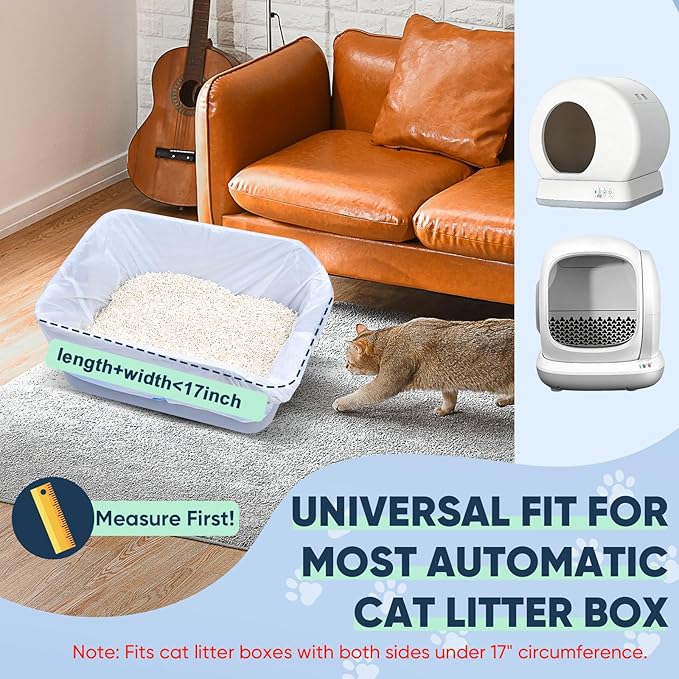 160 Count Cat Litter Box Liners Compatible with MeoWant-SCO1 & MeoWant-SCO2, Cat Litter Liners for Automatic Litter Box, Thick Heavy Duty Waste Bags with Drawstrings, 18.11" x 12.6"